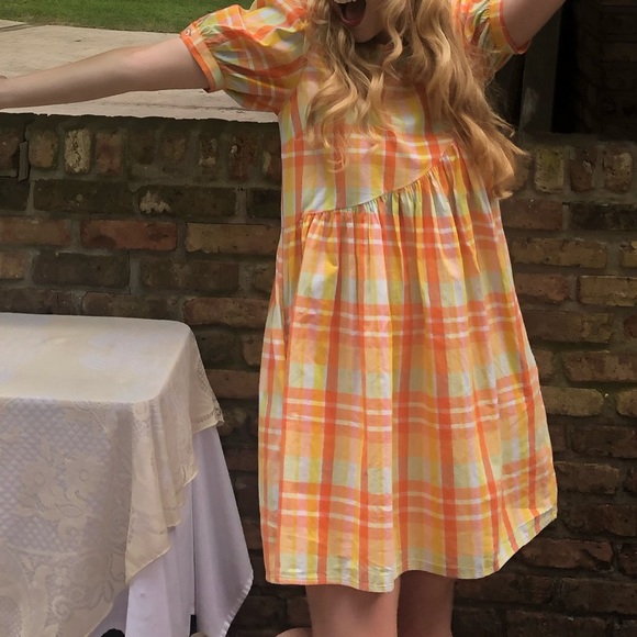 Urban Outfitters Orange Plaid Babydoll Dress - Picture 11 of 12